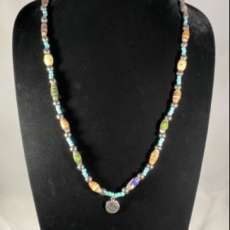 Hand made Japanese paper bead necklace