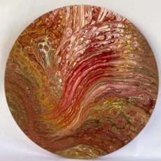 Acrylic pour on round canvas