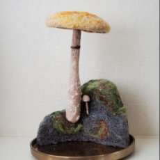 Needle felted mushroom sculpture