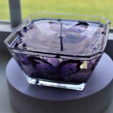 Square Purple Butterfly Candle