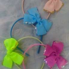 Glitter bow headbands, set of 4