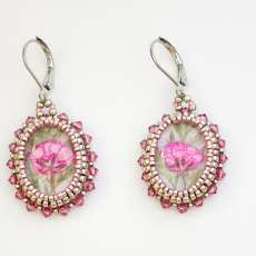 Dried Pink Flower Dangle Earrings
