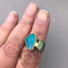 Opal doublet and black opal ring