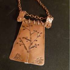 Forged and stamped copper necklace