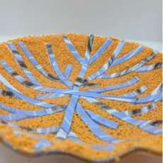 Fluted Orange and Periwinkle Bowl