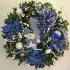 Blue Snowman Wreath