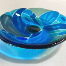 fused glass bowl Blue Fantasy