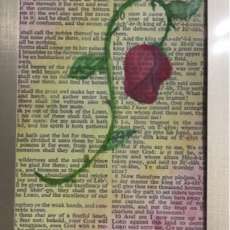 Hand painted watercolor on Vintage Bible page