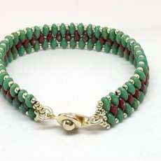 Green Coral Red Superduo Bracelet