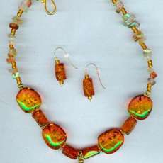 Necklace Set, Carnelian chips/Amber