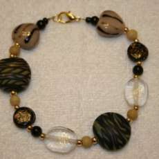 Black Gold Glass Bead Bracelet