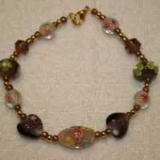Purple/Gold Glass Bead Bracelet