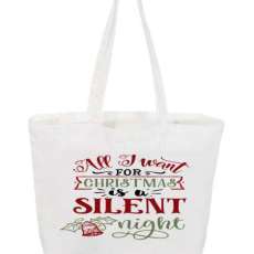 All I Want for Christmas is a Silent Night Tote Bag, Christmas Gift Bag, Kids Book Bag, Tote Canvas