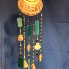 Shell Wind chime with stained glass- free shipping