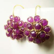 Unique Handmade Purple Amethyst Gemstone Wire Wrapped Brass Dangle Earrings