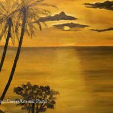 Island Sunset and Palms