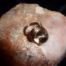 Bronze and yellow quartz Coiled Wire Ring