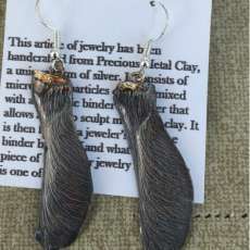 Fine Silver Maple Seed Pod earrings with Patina