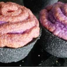 BLACK VIOLET AND SAFFRON BATHBOMB CUPCAKE WITH ACTIVATED CHARCOAL TO DETOX SET OF SIX