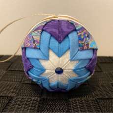 Quilted Ornament - Blue purple paisley