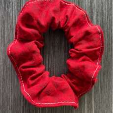 Set of 3 Hair Scrunchies - Red heart pink