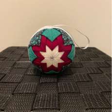 Quilted Ornament - Black holly green burgundy
