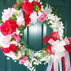 Red Roses wreath, Spring Wreath, red and pink decor,front door wreath, year-round decor