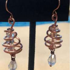 Christmas Tree Earrings, wire wrapped gemstones