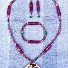 Tropical Cloisonne Fish Pendant Necklace, Bracelet Earrings Set