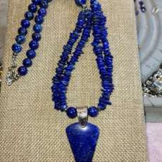 Beautiful Natural Lapis Lazuli Necklace with stunning high quality Tierra Cast bail.