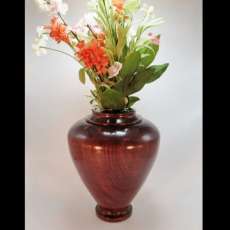 Large Walnut Glass Lined Flower Vase: 9 Inches High x 7 Inches Wide