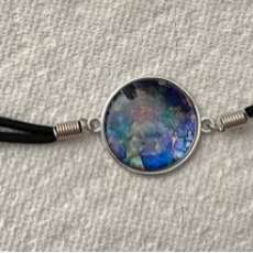 Glass Cabachon adjustable bangle bracelet