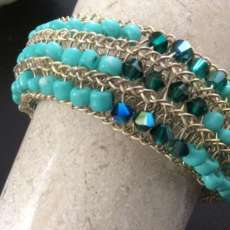 Bracelets, Silver and turquoise crystals