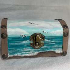 Hand Painted Ocean Treasure Chest Jewelry/Trinket Box