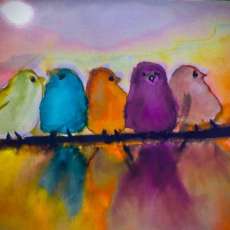 Bird friends watercolor in a frame