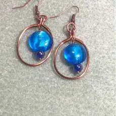 Copper and Blue Necklace and Earring Set