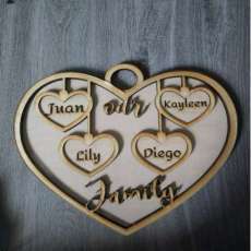 4 - Family Name Heart Wooden and Acrylic Plaque