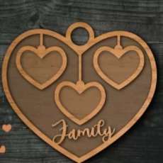 3 Names Family Heart Wooden Plaque