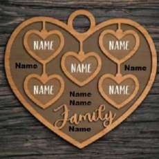 5 Plus Names Family Heart Wooden Plaque