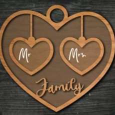 2 Names Family Heart Wooden Plaque
