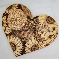 Wood Heart Floral