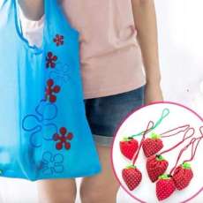 5pk Foldable Strawberry Tote Grocery Hand Bag