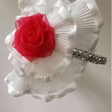 Large White Bow Red Rose Unique, Beautiful For Holiday Photo Shoots Any Events L