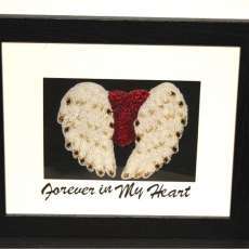 Bead Embroidered Angel Wings  and Heart Wall Hanging