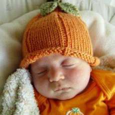 Hand Knit Orange Pumpkin Hat - You Choose Size