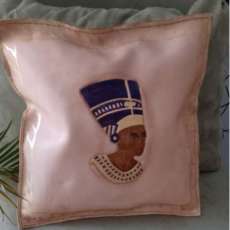 Egyptian-Themed Leather Throw Pillow
