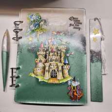 Once Upon a Time, Resin Fairy Tale Drawing Journal with Fairies, Wizard, Dragon, Castle Pen & Bookma