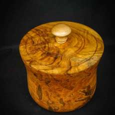 Unique Turned Lidded Wooden Bowl Container Box Curly Ambrosia Maple with teak lid 2135