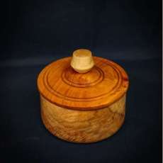 Unique Turned Lidded Wooden Bowl Container Box Curly Ambrosia Maple with cherry lid 2136