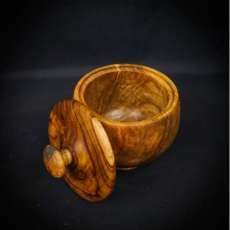 Unique Turned Lidded Wooden Bowl Container Box Curly Spalted Maple with teak lid 2138